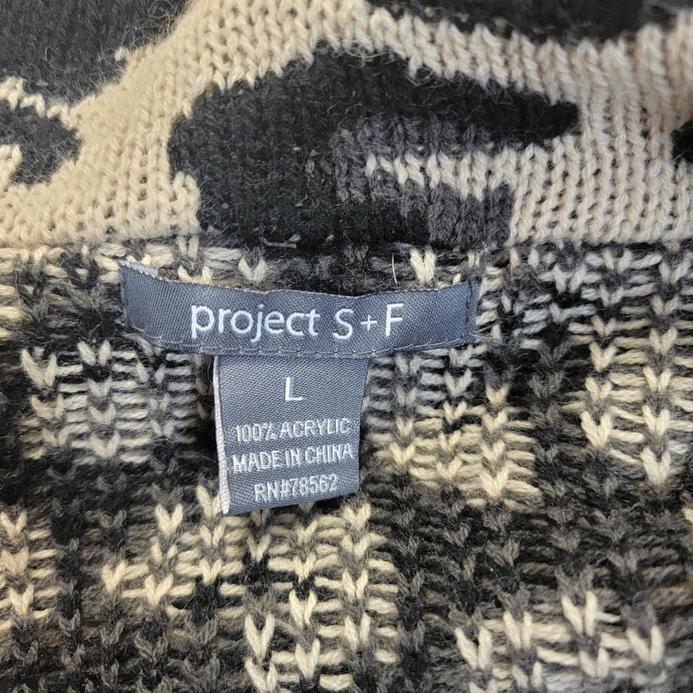 Leopard Print Cardigan Sweater Open Front Raglan Sleeve Project S+F Womens L - Picture 8 of 8